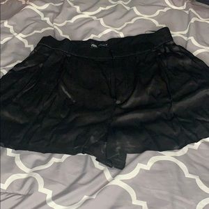 Zara satin black shorts